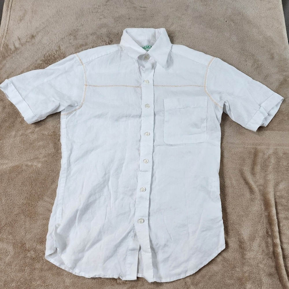 Inserch Collezione Linen Shirt button up Men small white short sleeve EUC
